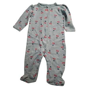 Child of Mine by Carters Baby Girls Blue Cherry Pointelle Footed Sleeper 3-6M